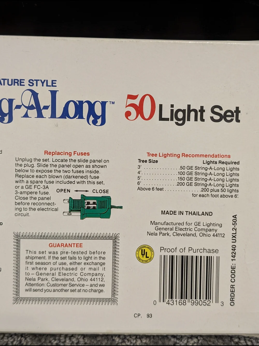 NEW IN BOX 1980's GE String-A-Long 50 Multicolor Nostalgic Mini Christmas Lights